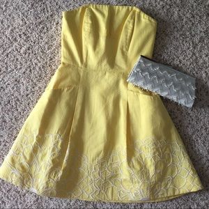 Lilly Pulitzer yellow strapless dress size 0